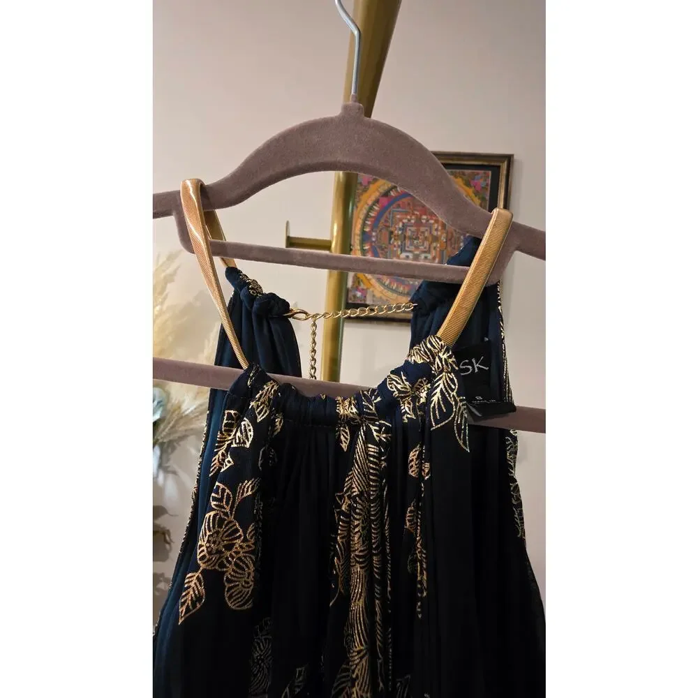 MSK Dark Teal Gold Chain Strap Embellished Maxi Dress Size 8 – NWT - Picture 7 of 8